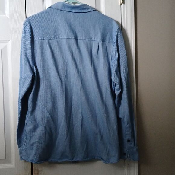 Tasso Elba blue white stretch button down casual long sleeve shirt Sz L NWOT - Picture 6 of 8